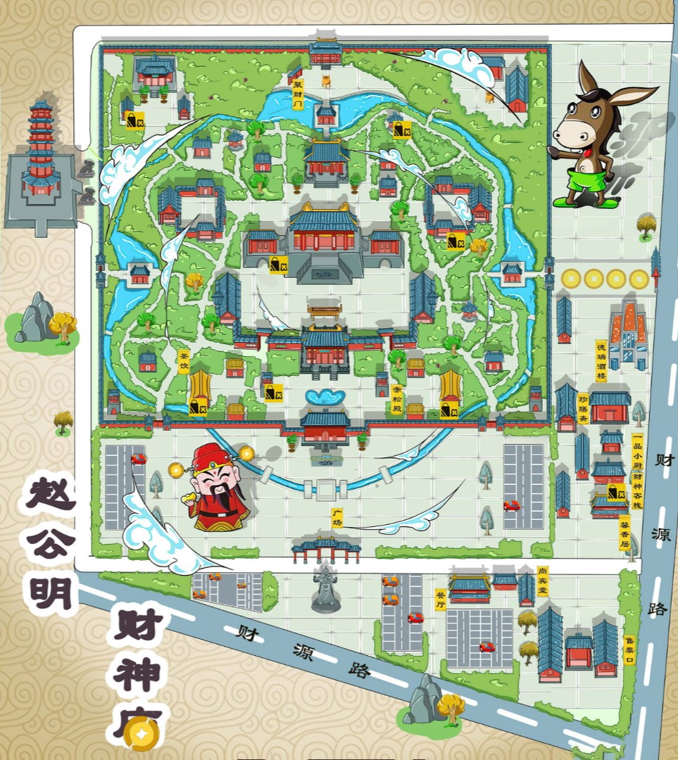 荔城寺庙类手绘地图